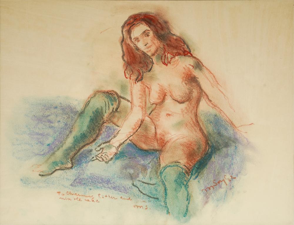 MOSES SOYER (1899 - 1974): NUDE IN GREEN