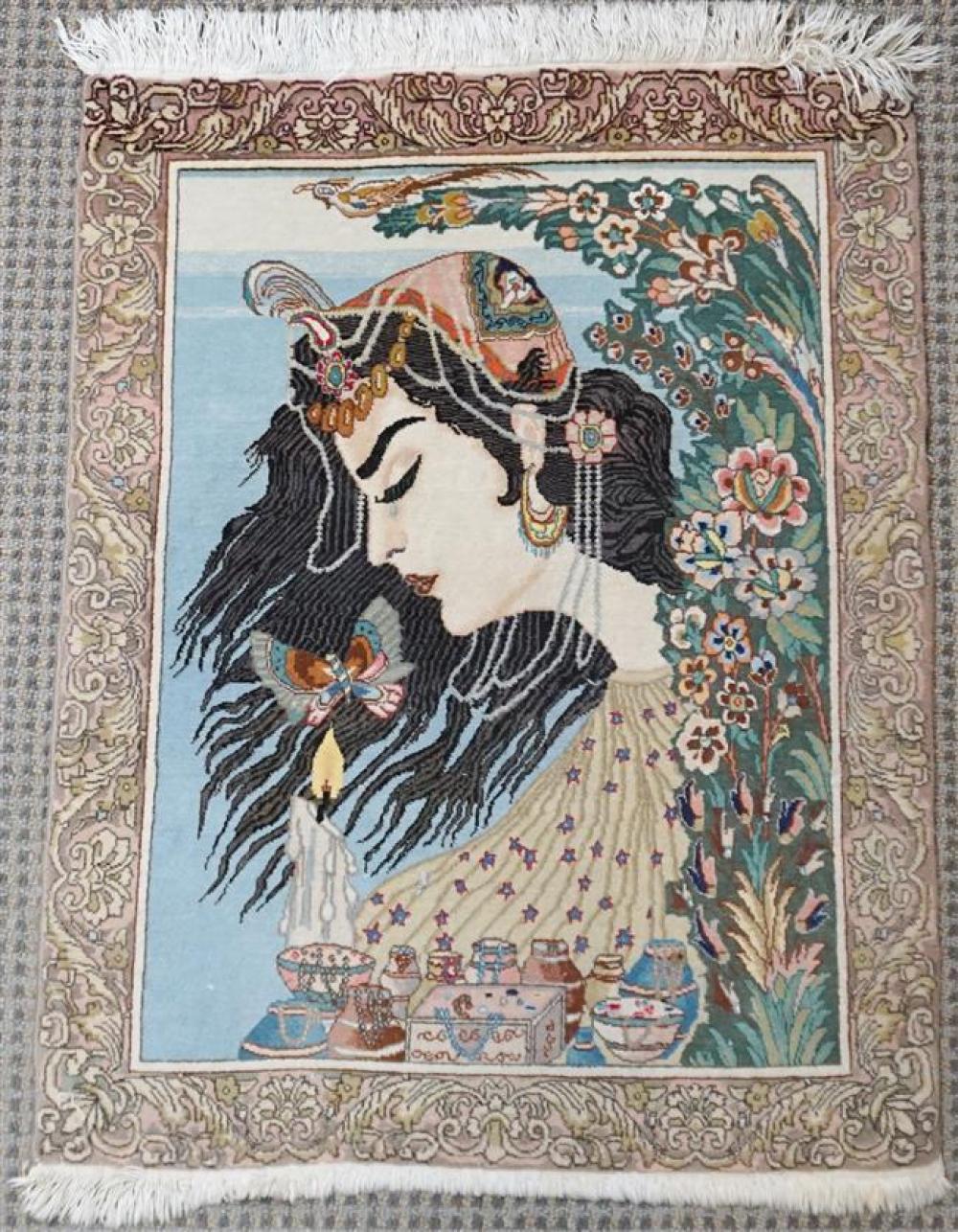 TABRIZ PARTIAL SILK PICTORIAL RUG 325674