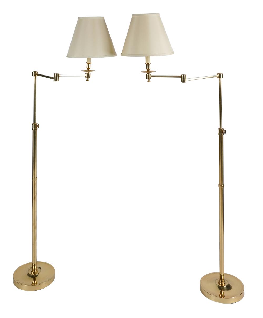 PAIR OF ADJUSTABLE BRASS FLOOR