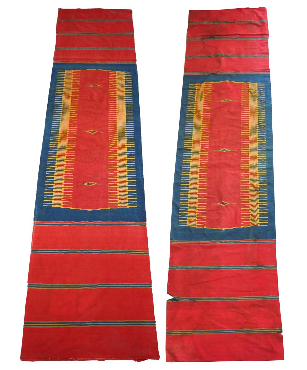 PAIR OF RED & BLUE KILIM RUNNERSCondition: