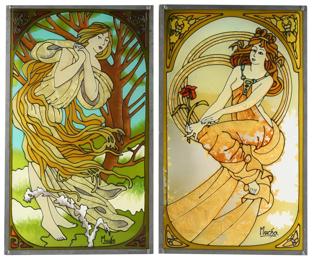 PAIR OF ART NOUVEAU STYLE PAINTED 3256dc