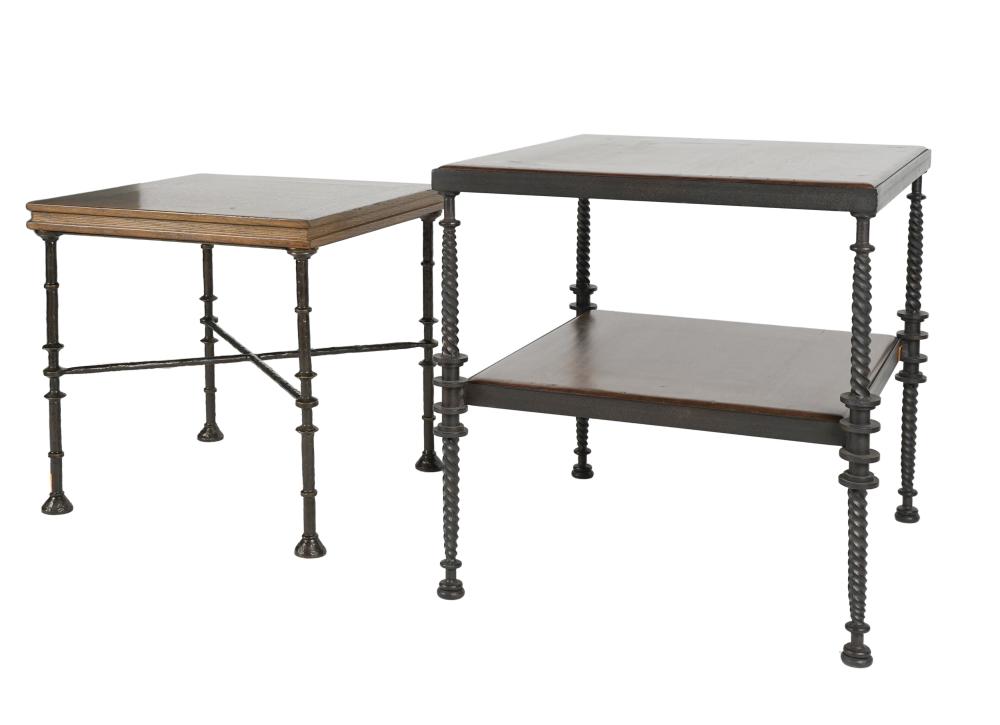 TWO ASSORTED IRON & WOOD END TABLEScontemporary;