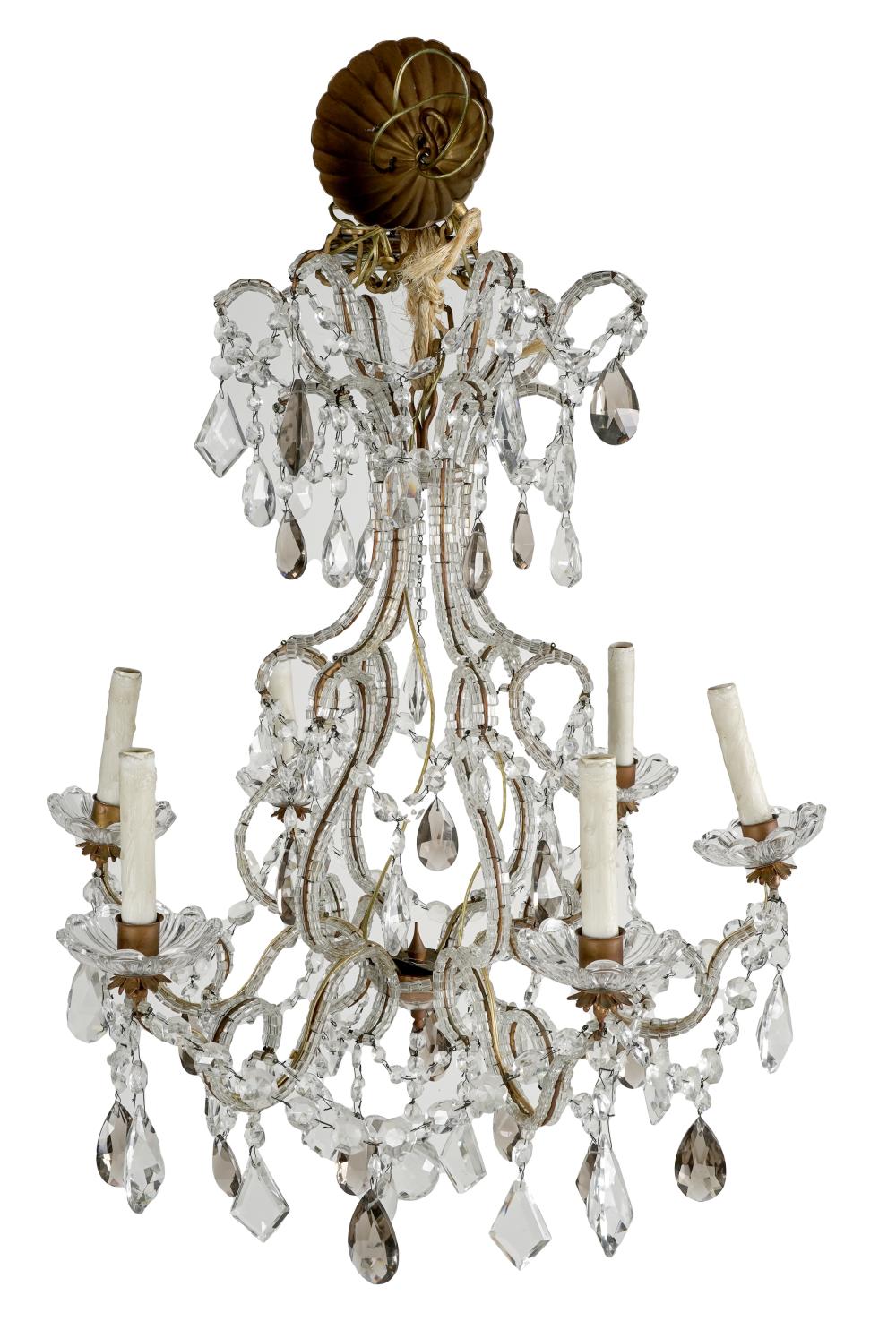 SIX LIGHT CRYSTAL CHANDELIERwith 3256ed