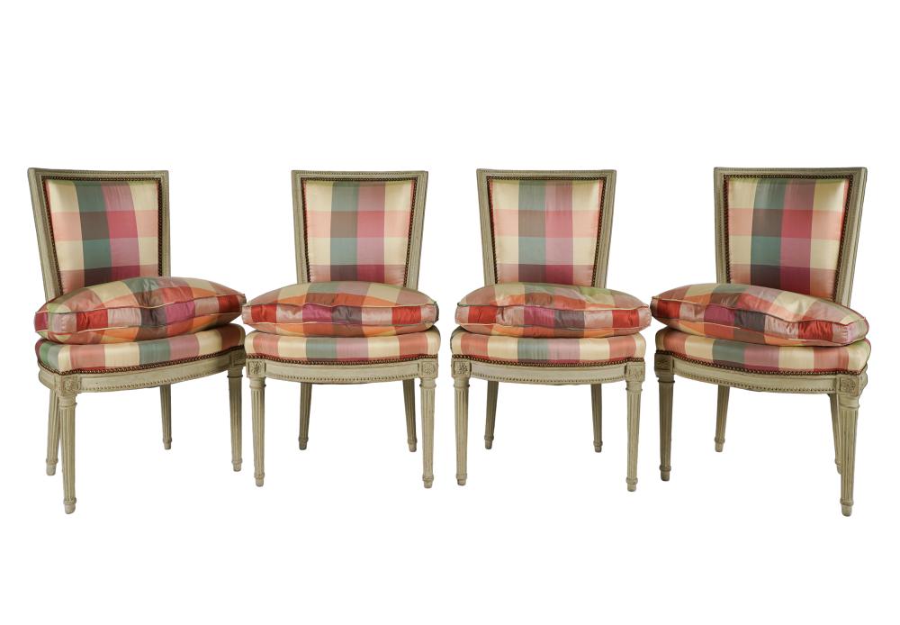 SET OF FOUR LOUIS XVI STYLE GREEN PAINTED 325789