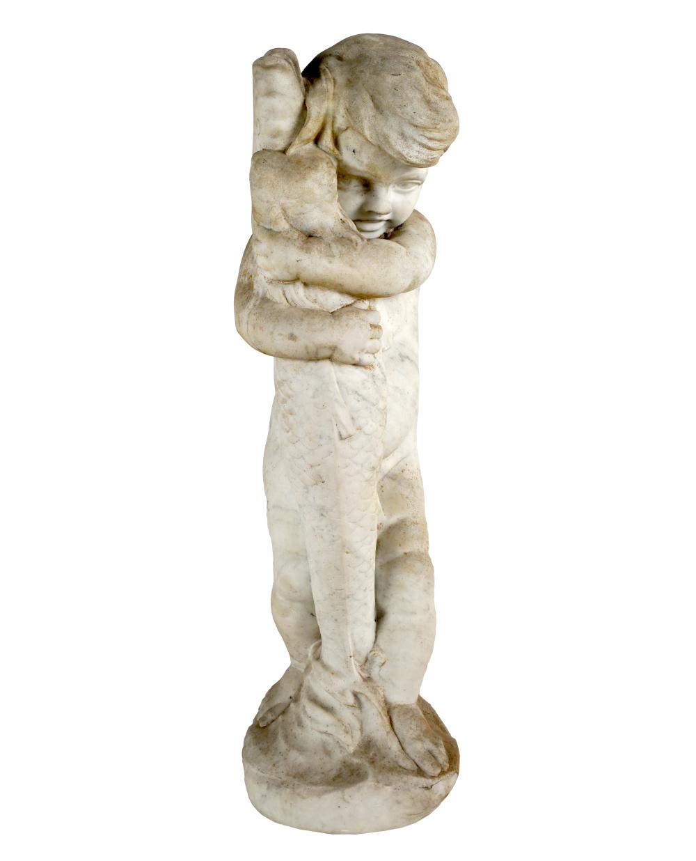 CARVED MARBLE STATUE OF A BOY WITH 325793