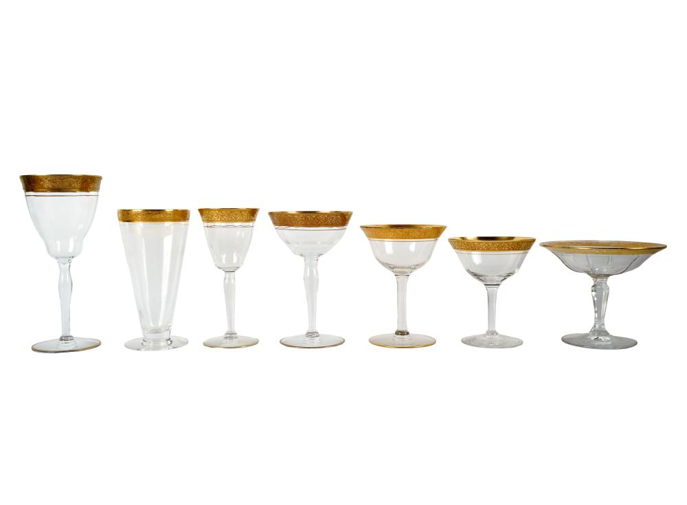 ASSEMBLED GILT GLASS STEMWARE SERVICEunmarked  3257bf