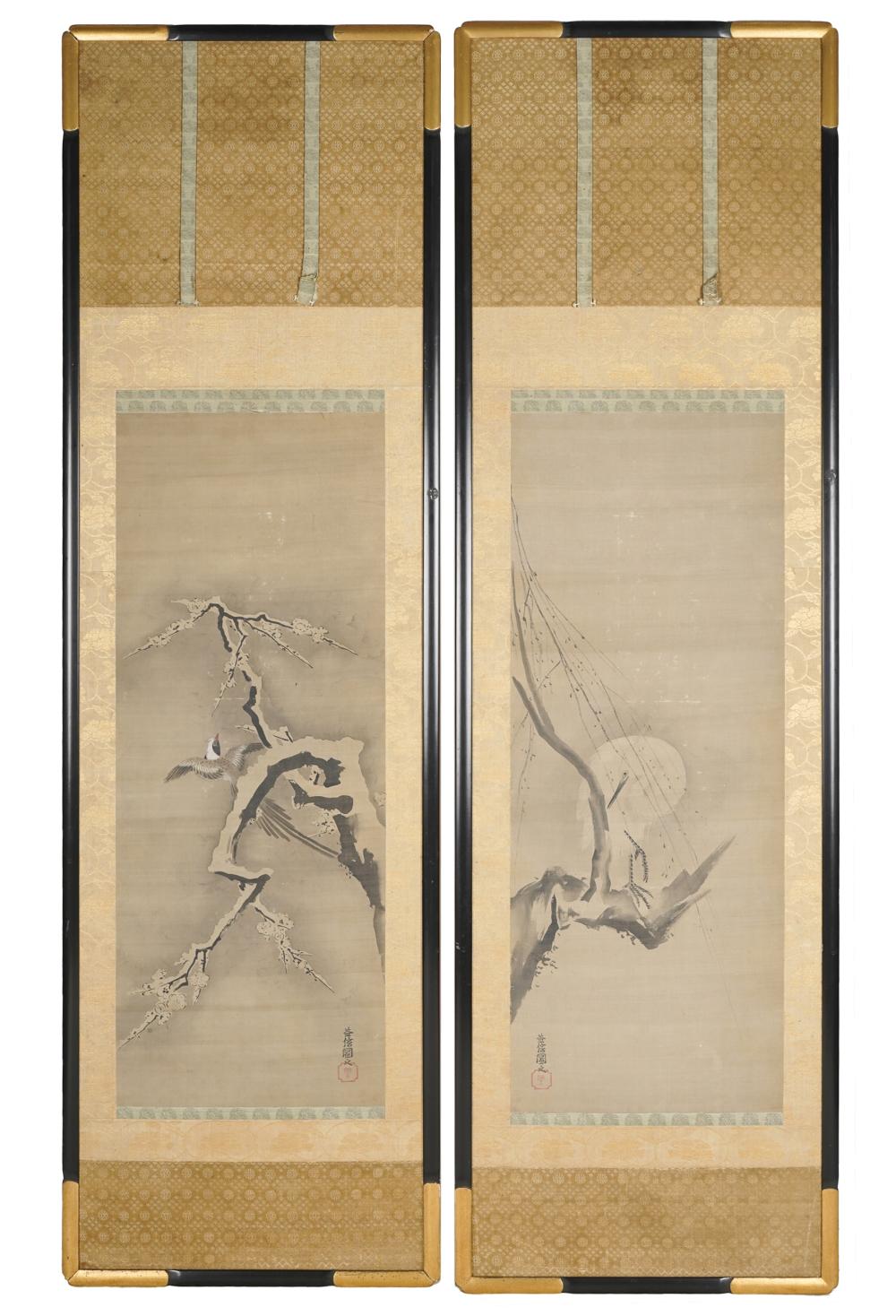 PAIR OF ASIAN SCROLL PAINTINGSeach