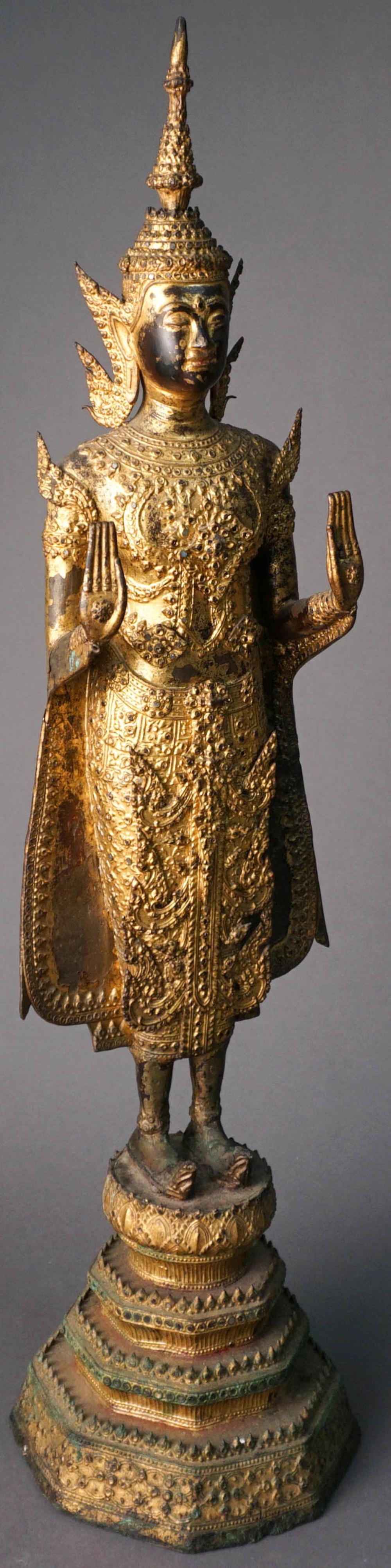 THAI GILT IRON FIGURE OF A STANDING 3257dd