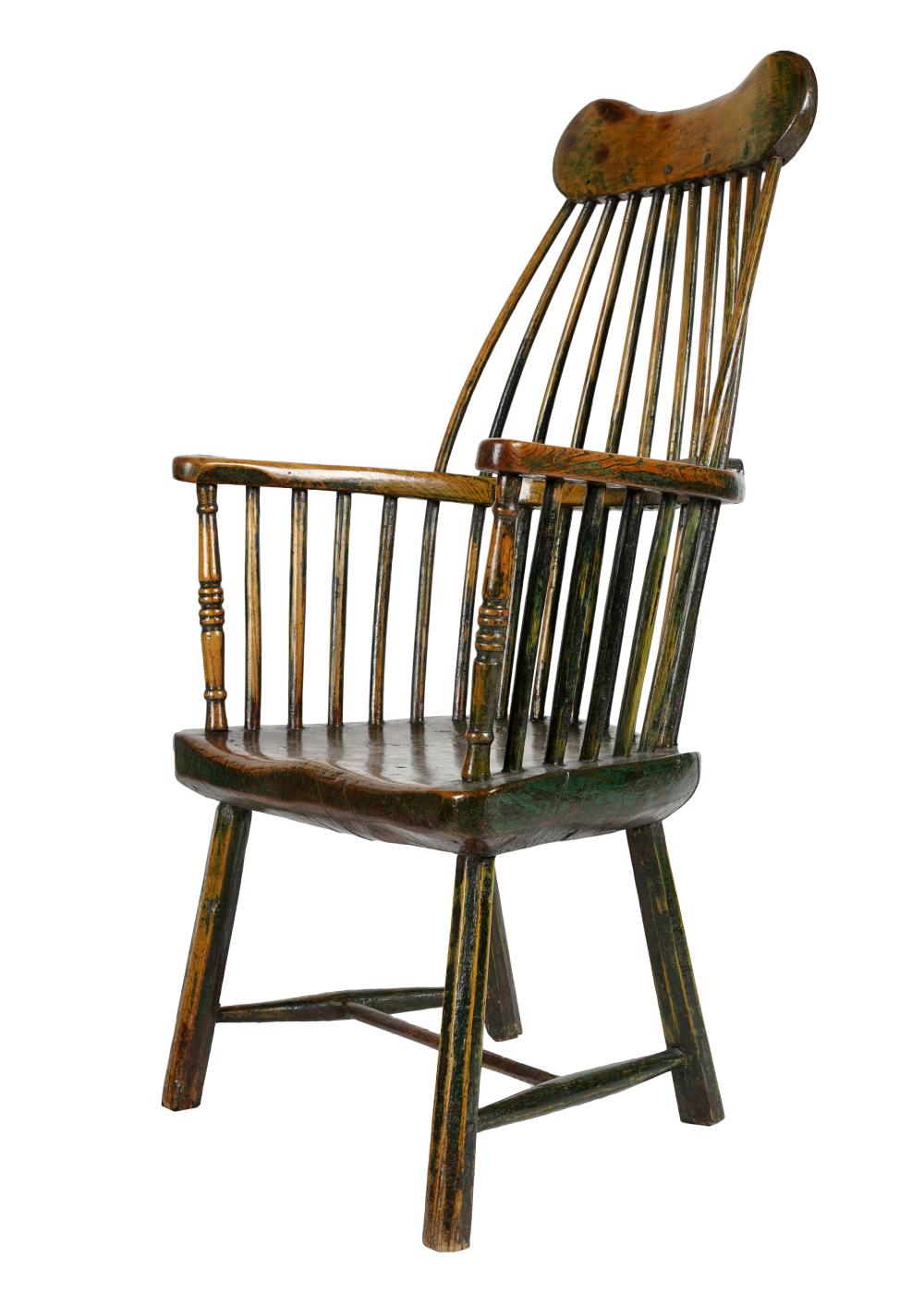 ANTIQUE GREEN PAINTED WINDSOR CHAIRProvenance  3257f8