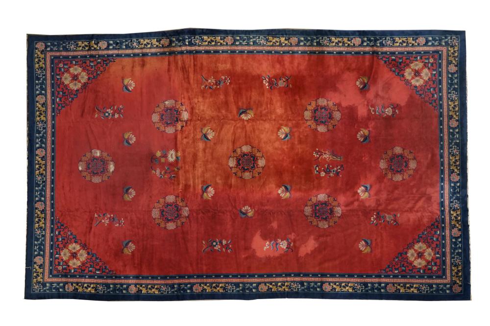 ANTIQUE CHINESE RUGwool on cotton;