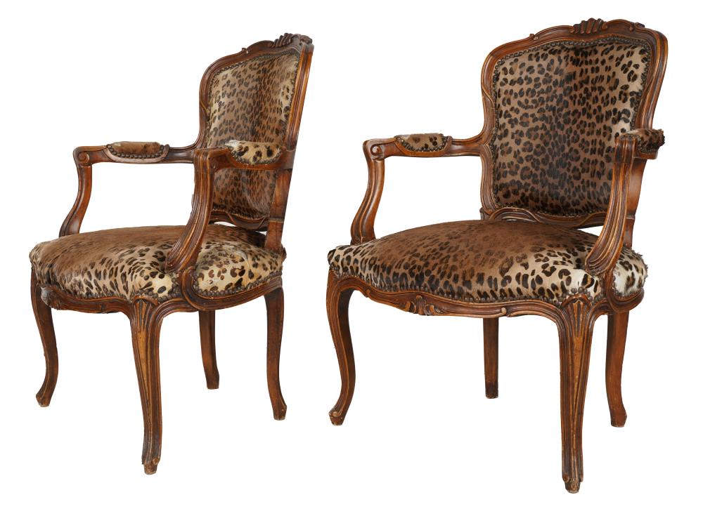 PAIR OF LOUIS XV-STYLE FAUTEUILScovered