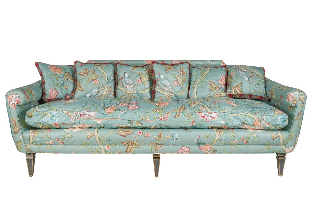 QUILTED CHINTZ-UPHOLSTERED SOFAno