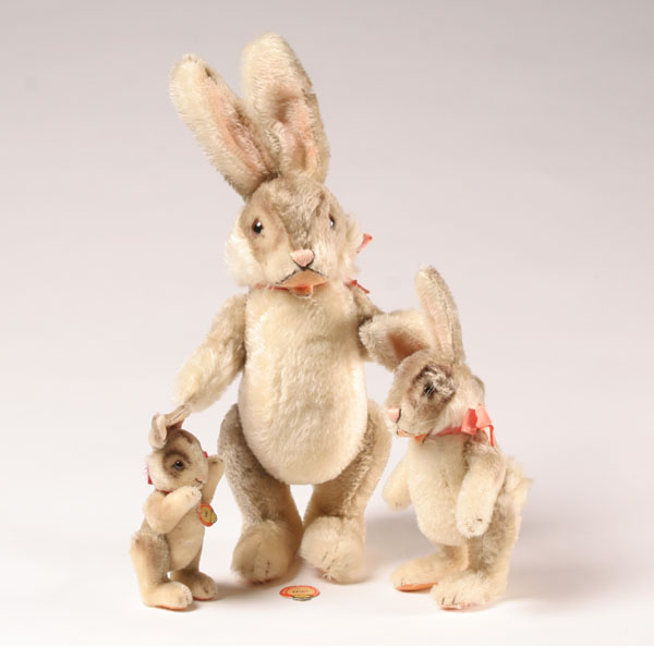 Three Steiff vintage Niki bunnies;