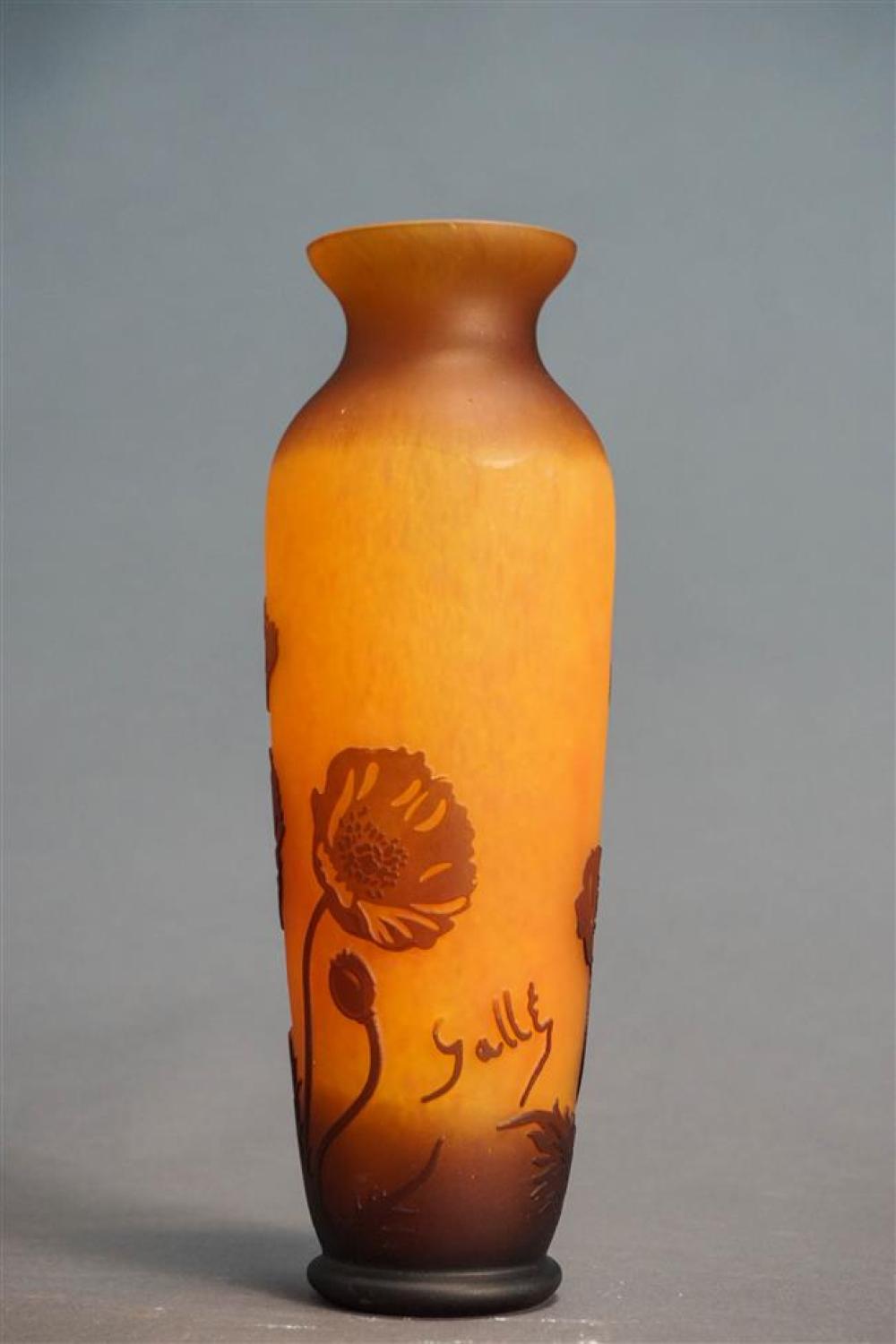 GALLE-TYPE CAMEO GLASS VASE, HEIGHT: