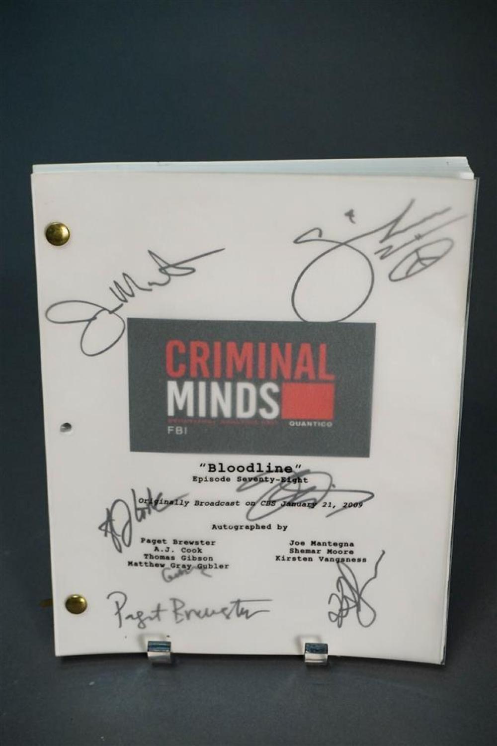 'CRIMINAL MINDS' AUTOGRAPHED PRODUCTION