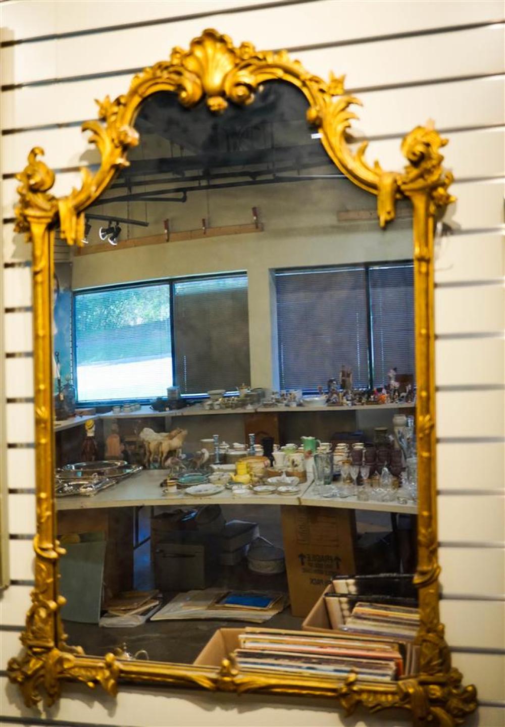 GEORGE III STYLE GILT GESSO MIRROR,