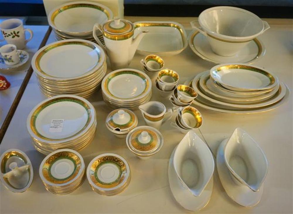 POLISH GREEN AND GILT BORDER PORCELAIN