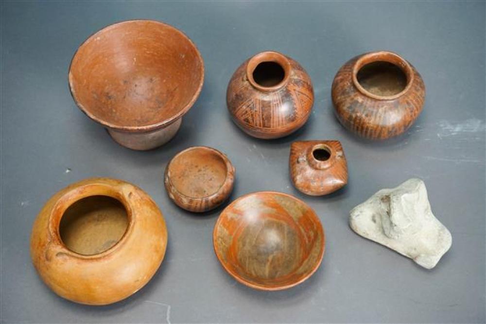 EIGHT PRE-COLUMBIAN-TYPE POTTERY ARTICLESEight