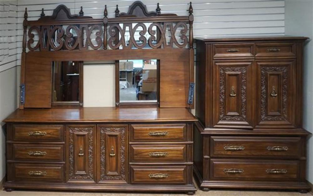 WALNUT FINISH DRESSER WITH TWO