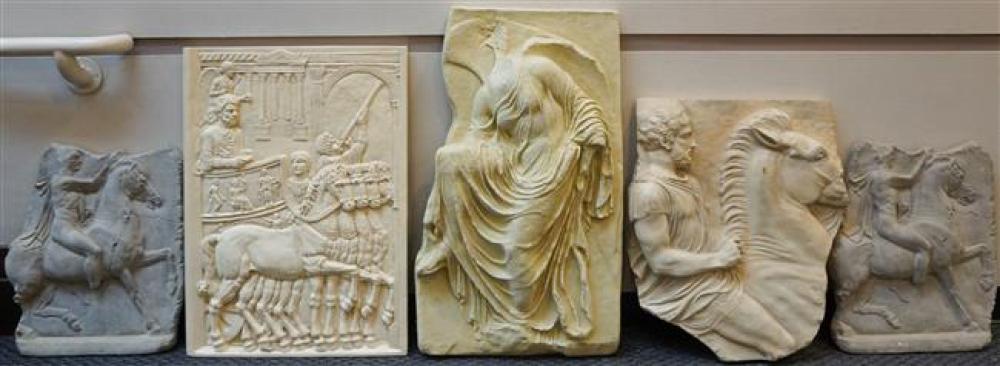 COLLECTION WITH FIVE BAS RELIEF SCULPTURES