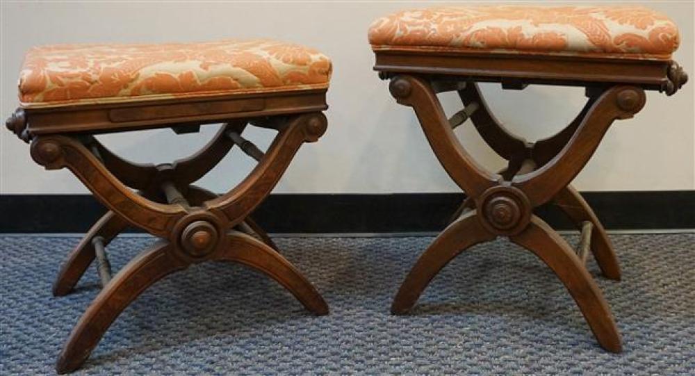 PAIR VICTORIAN MAHOGANY UPHOLSTERED 32594b