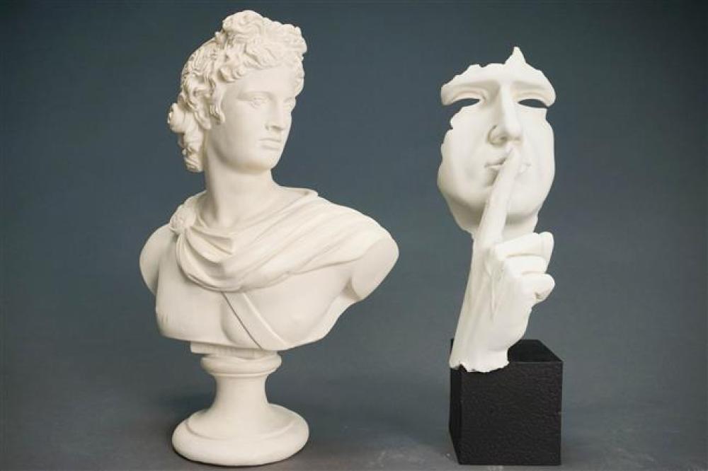 TWO PLASTER SCULPTURES HEIGHT 32598b