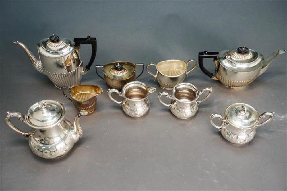 SILVER PLATE FIVE-PIECE TEA SET AND