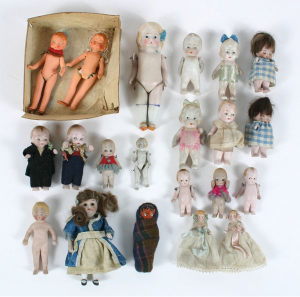 Lot miniature dolls celluloid 508fa
