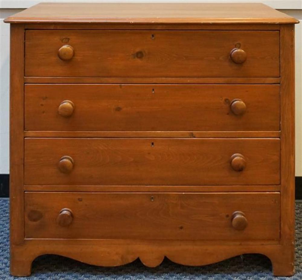 VICTORIAN PINE CHEST OF DRAWERS,