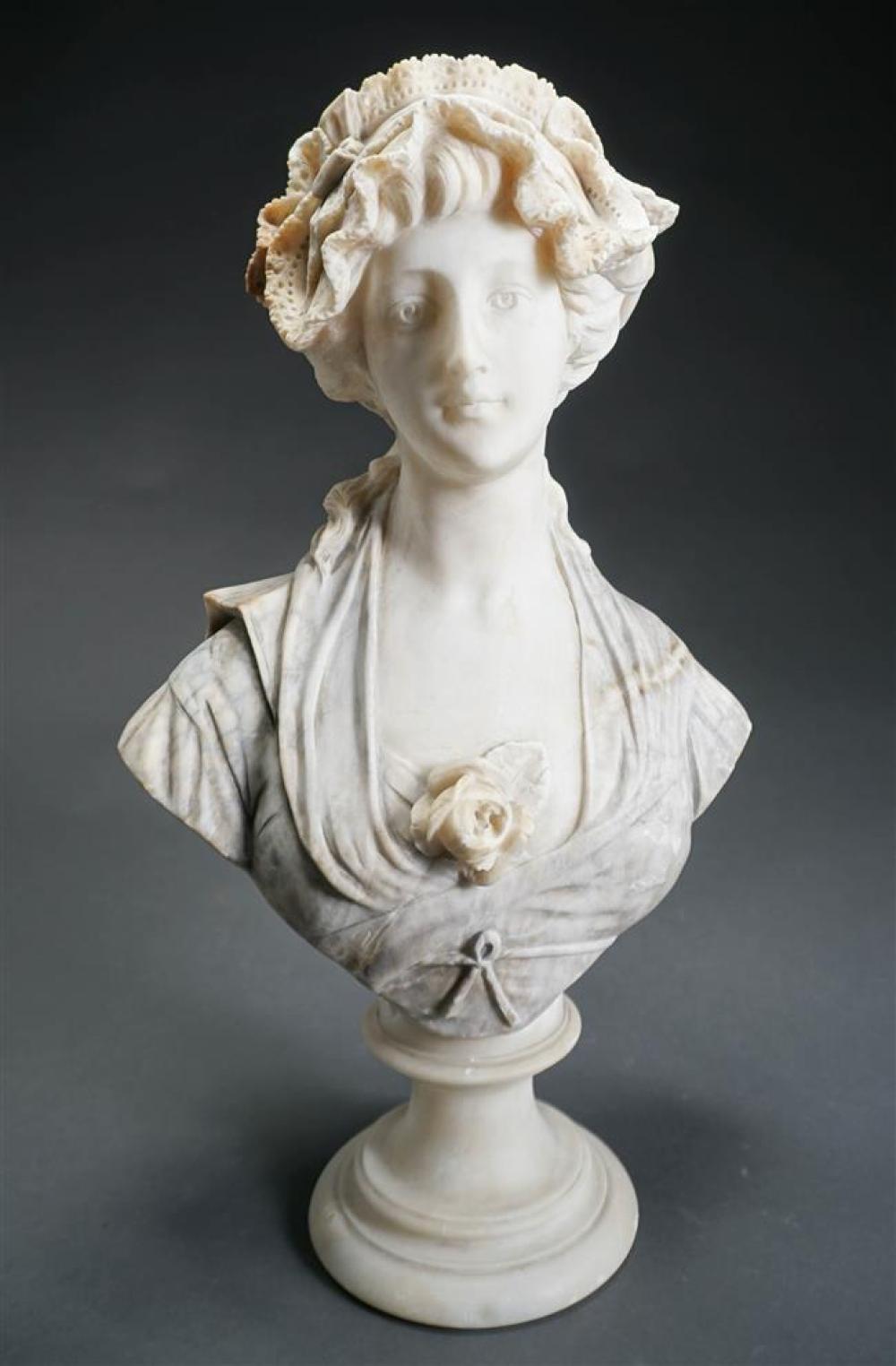 ITALIAN CARVED ALABASTER BUST OF