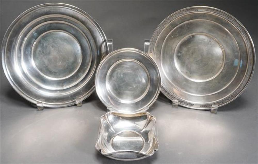 TWO AMERICAN STERLING CAKE PLATES,