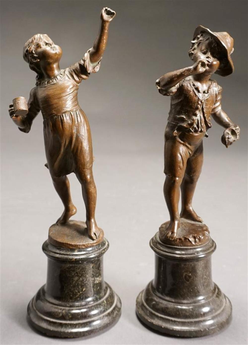 PAIR OF BRONZE FIGURES OF YOUNG BOYS,