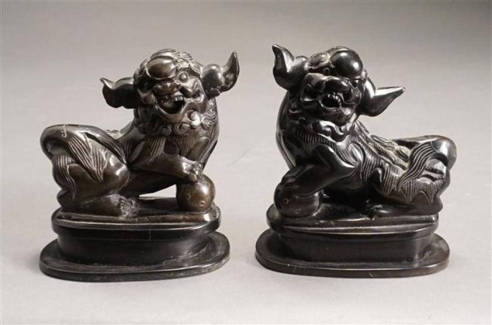 PAIR CHINESE CARVED BLACK STONE 32345f