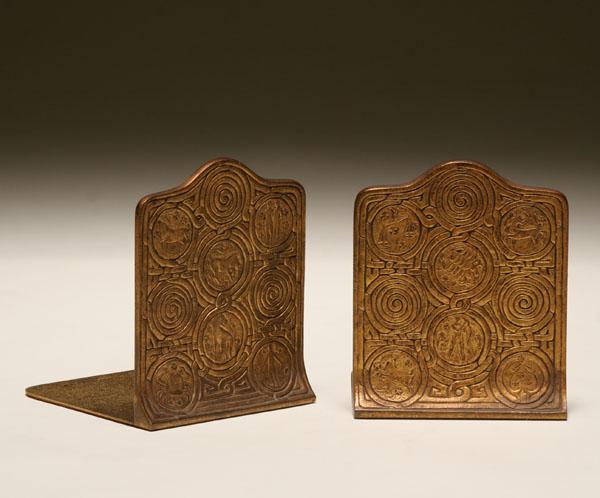 Pair of Tiffany gilt bronze zodiac
