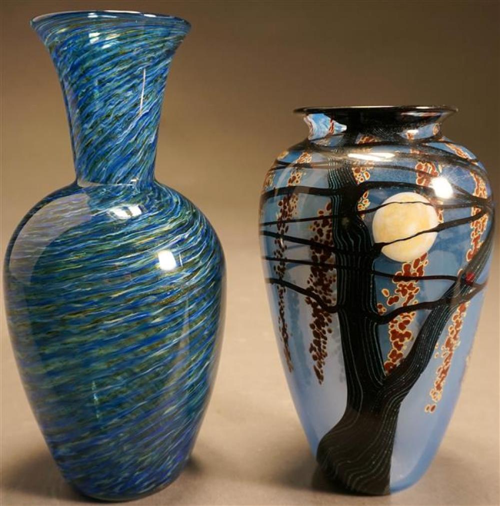 TWO ART GLASS VASES, RICHARD SATAVA