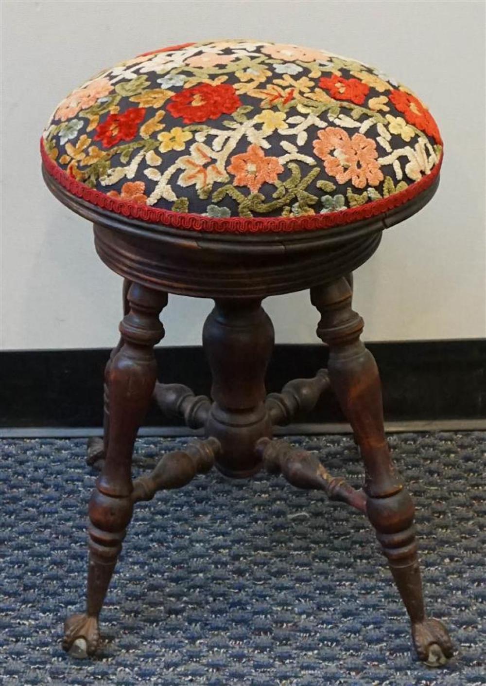 VICTORIAN SWIVEL SEAT PIANO STOOL, HEIGHT: