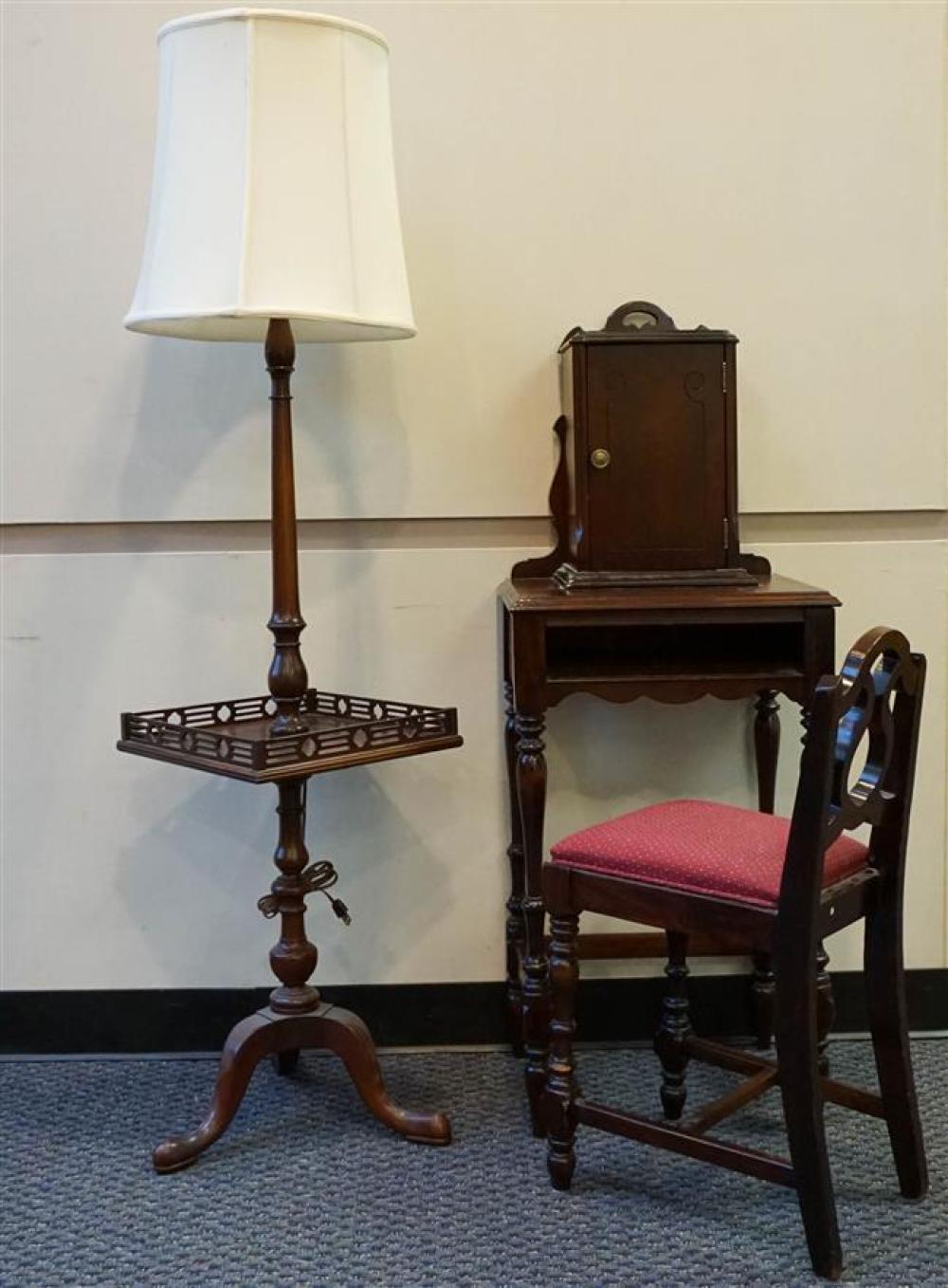 MAHOGANY TELEPHONE STAND WITH CHAIR
