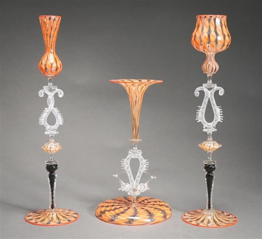 THREE ART GLASS SCULPTURESThree 323533