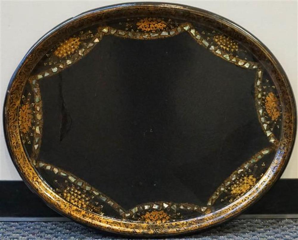 ENGLISH PAPIER MACHE OVAL TRAY,