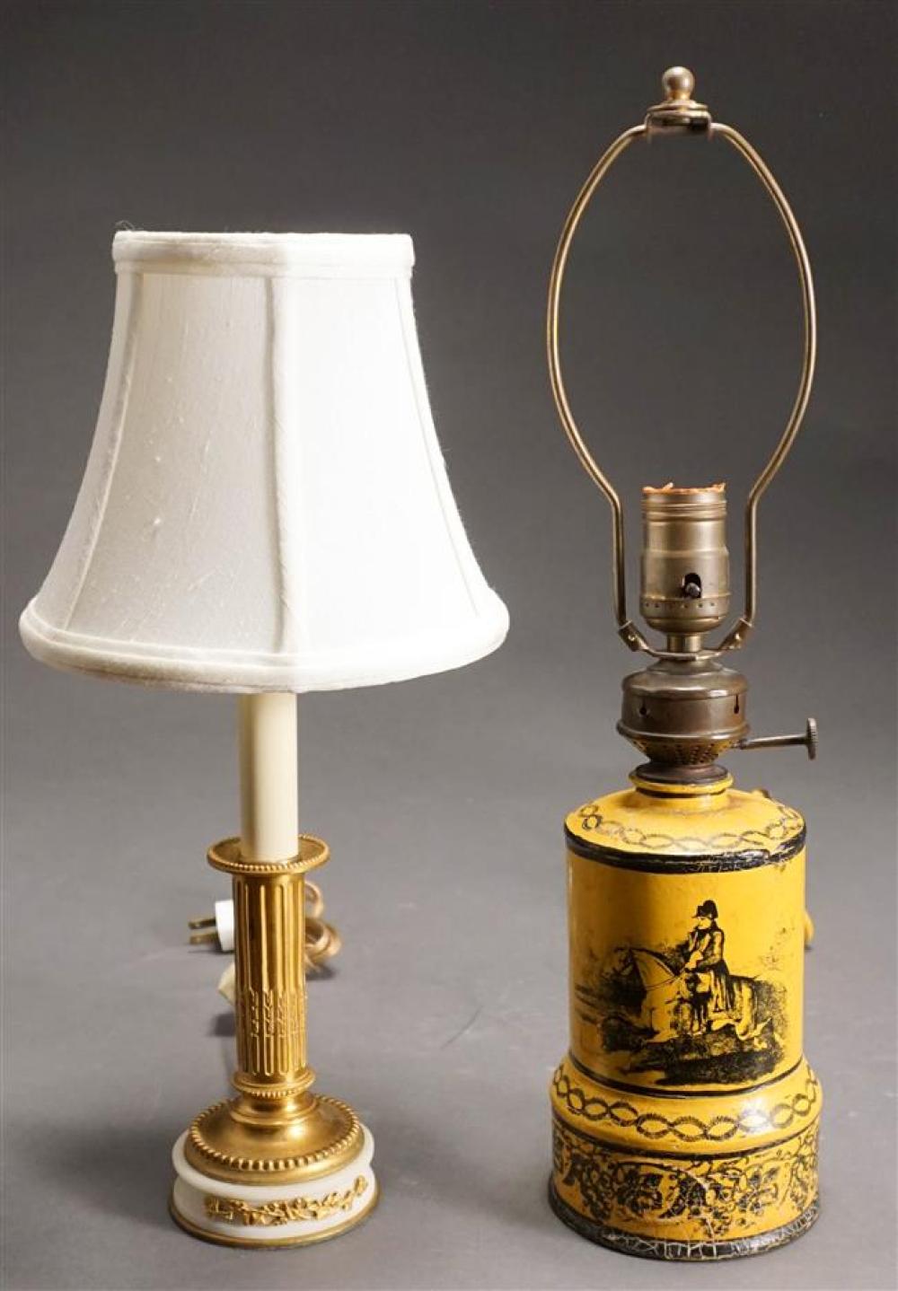 FRENCH TOLE TABLE LAMP AND ORMOLU