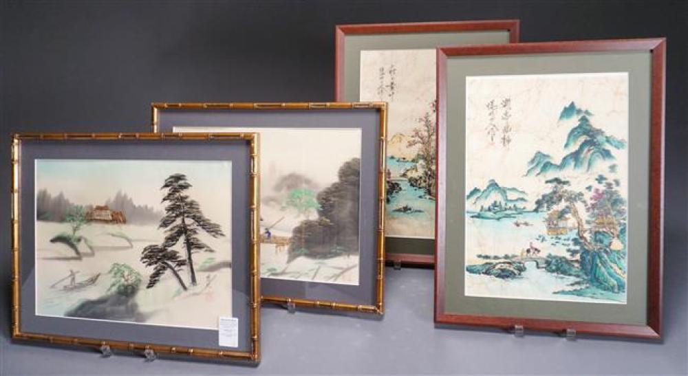 CHINESE MOUNTAIN SCENES PAIR WATERCOLORS 323590