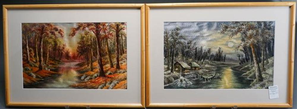 TWO FRAMED JAPANESE EMBROIDERED 32359d