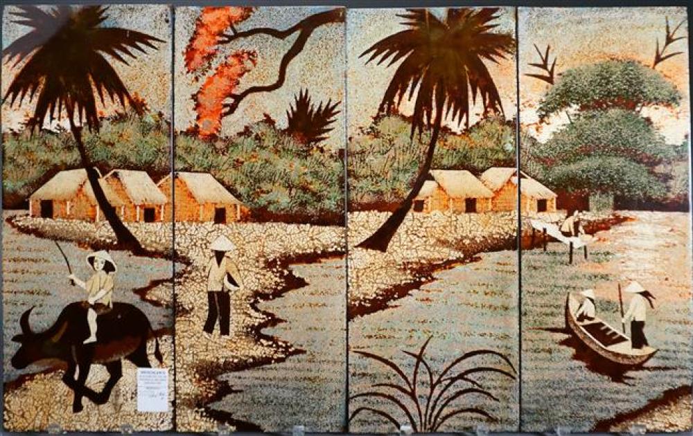 FOUR JAPANESE LACQUER PANELS, 20