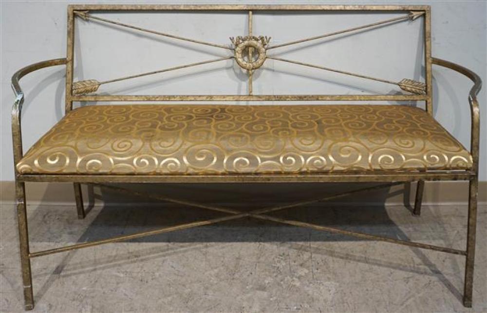 GOLD PAINTED IRON BENCH, WIDTH: