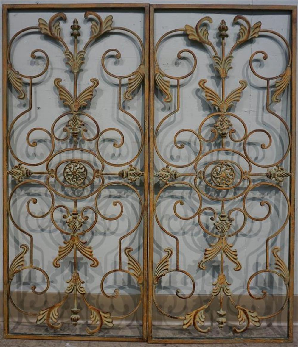 PAIR PATINATED METAL PANELS, 38-1/4