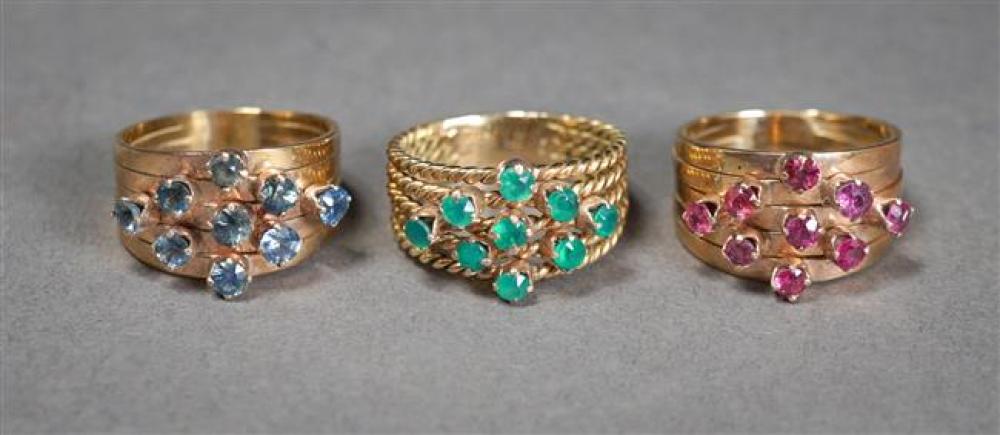 THREE LOW KARAT YELLOW-GOLD AND