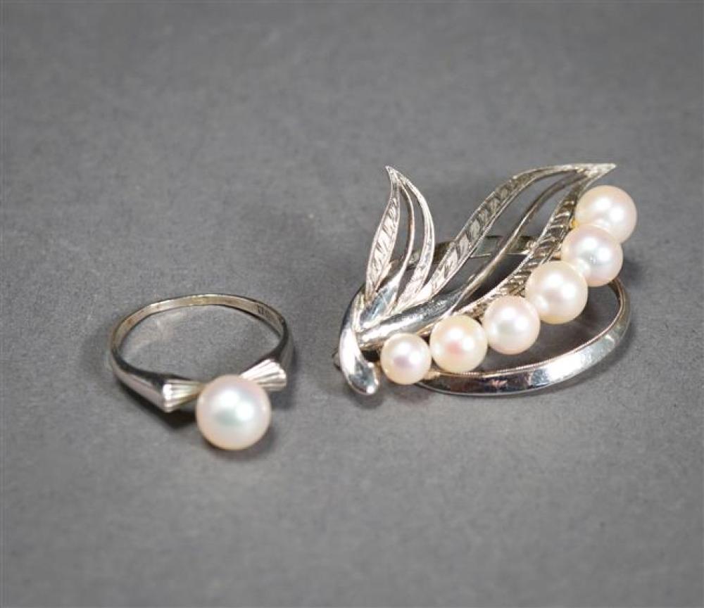 MIKIMOTO SILVER AND CULTURED PEARL