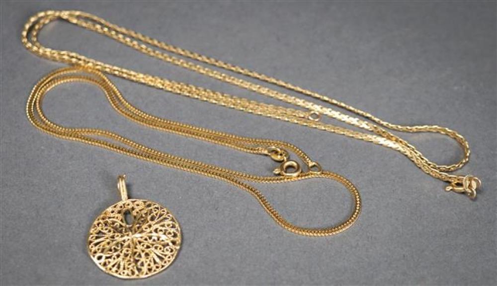 TWO 14 KARAT YELLOW GOLD NECKLACES 32361d