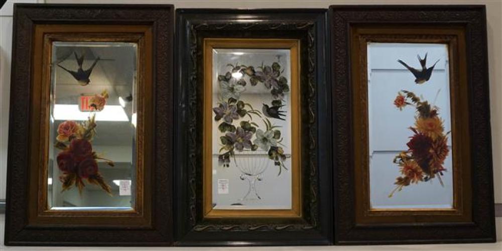 THREE HAND PAINTED MIRRORS, FRAME: