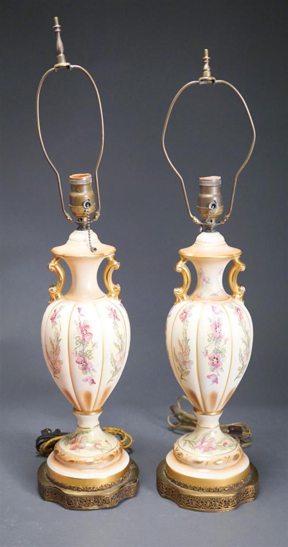 PAIR FLORAL DECORATED PORCELAIN 3236a2